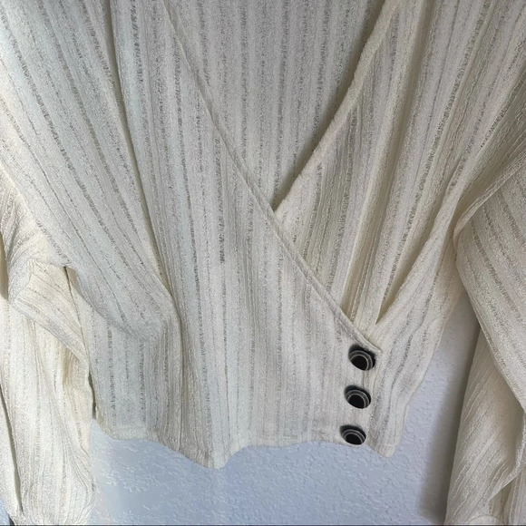 Zara Surplice Side Button Balloon Sleeve Blouse - Picture 3 of 6